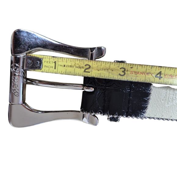 Guess Black Rhinestone Studded Beads Bling Faux Patent Leather Belt 34 - 38 - Picture 5 of 5